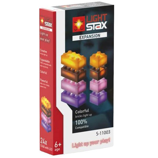 24x LED Brick 2x4, 2x2 matt [orange, braun, lila, pink] - Open Brick Source