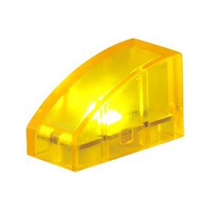 25x LED Brick Slope Curved 1x2 transparent gelb - Open Brick Source