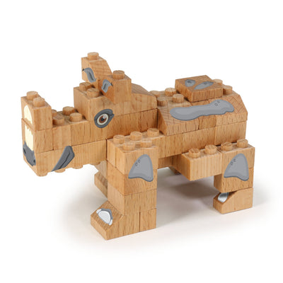 FabBrix - WWF Nashorn (kompatibles Holzbaustein - Set) - Open Brick Source