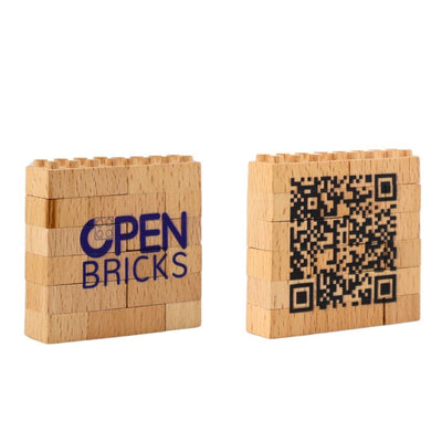 Individuelle Holzbausteinwand (15 pcs.) einseitig/doppelseitig bedruckt [Stückzahl: ab 100 bis 500 Sets] - Open Brick Source