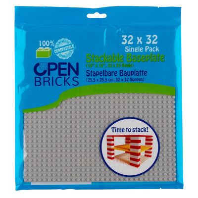 OPEN BRICKS® Bauplatte 32x32 hell grau/light grey, Single/Duo Pack - Open Brick Source