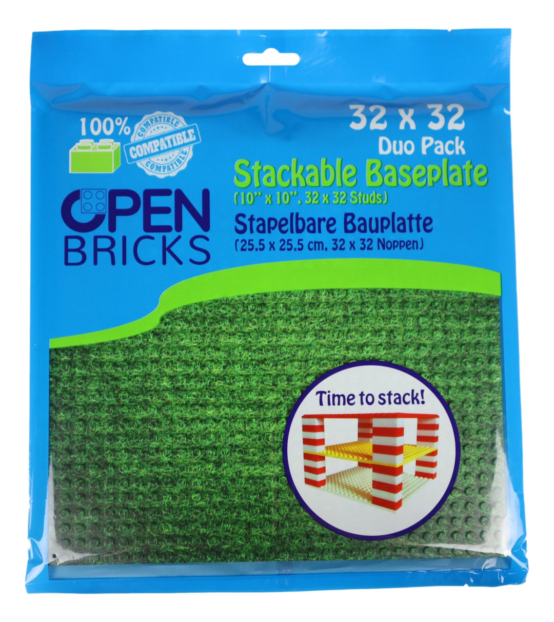 OPEN BRICKS Bauplatten Transparent – 2 Stück, 32x32 Noppen (25,5 X 25,5 Cm), Beidseitig Bebaubar, Marken-kompatibel