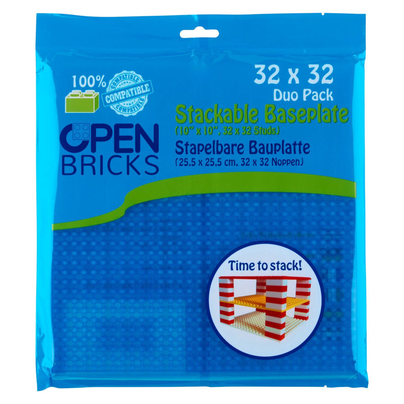 OPEN BRICKS® Bauplatte 32x32 transparent blau/transparent blue, Single / Duo Pack - Open Brick Source