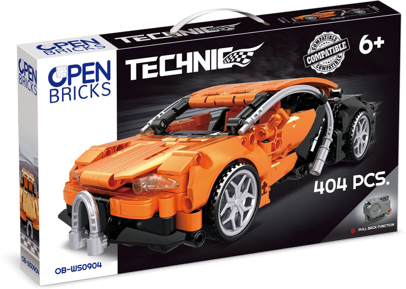 OPEN BRICKS - Sports Car Orange (Klemmbaustein - Sportwagen Technic - Set) - Open Brick Source