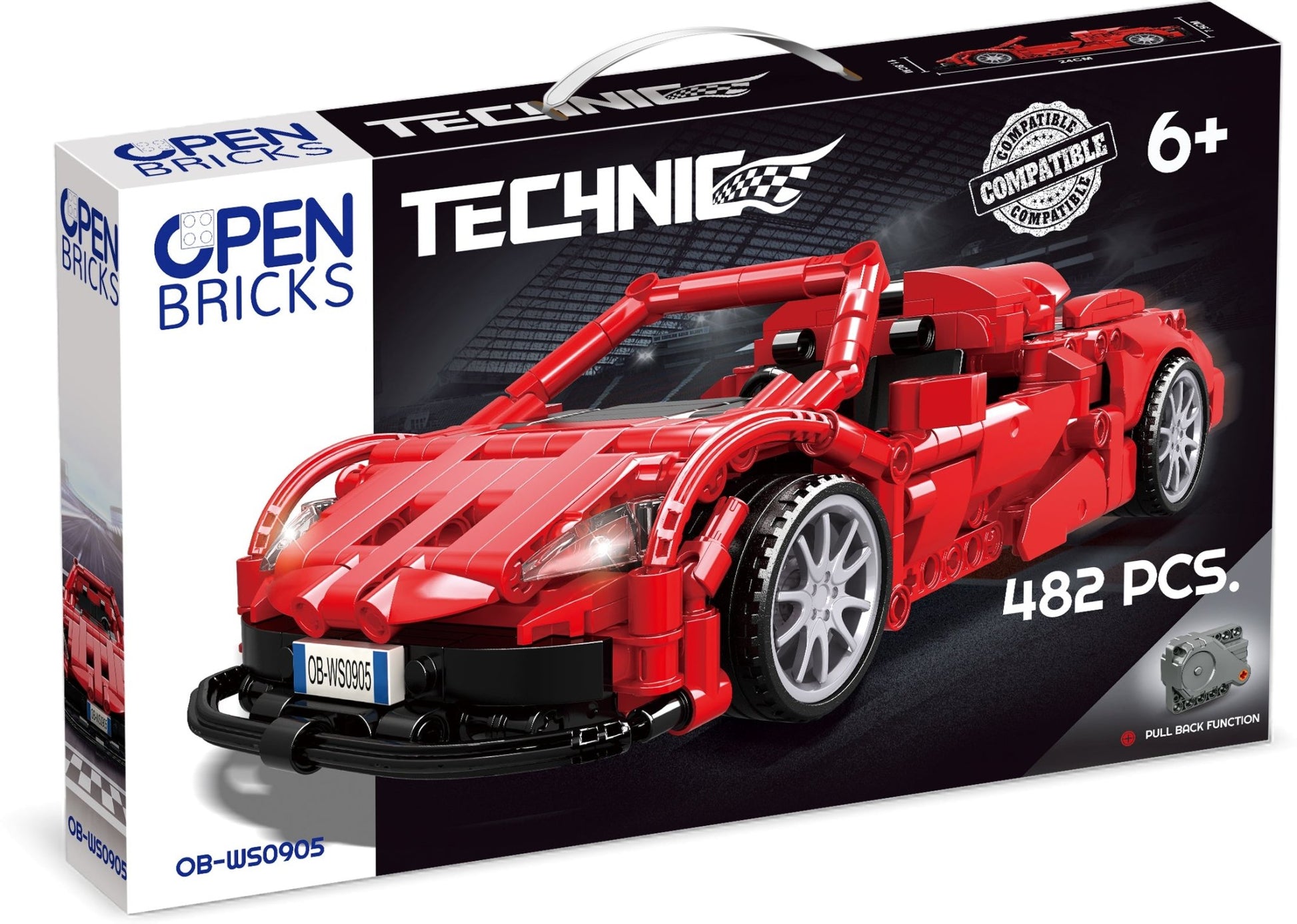 OPEN BRICKS - Sports Car Red (Klemmbaustein - Sportwagen Technic - Set) - Open Brick Source