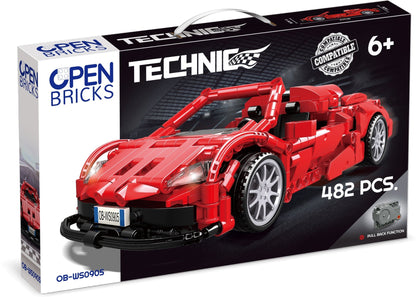 OPEN BRICKS - Sports Car Red (Klemmbaustein - Sportwagen Technic - Set) - Open Brick Source