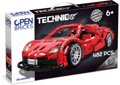 OPEN BRICKS - Sports Car Red (Klemmbaustein - Sportwagen Technic - Set) - Open Brick Source