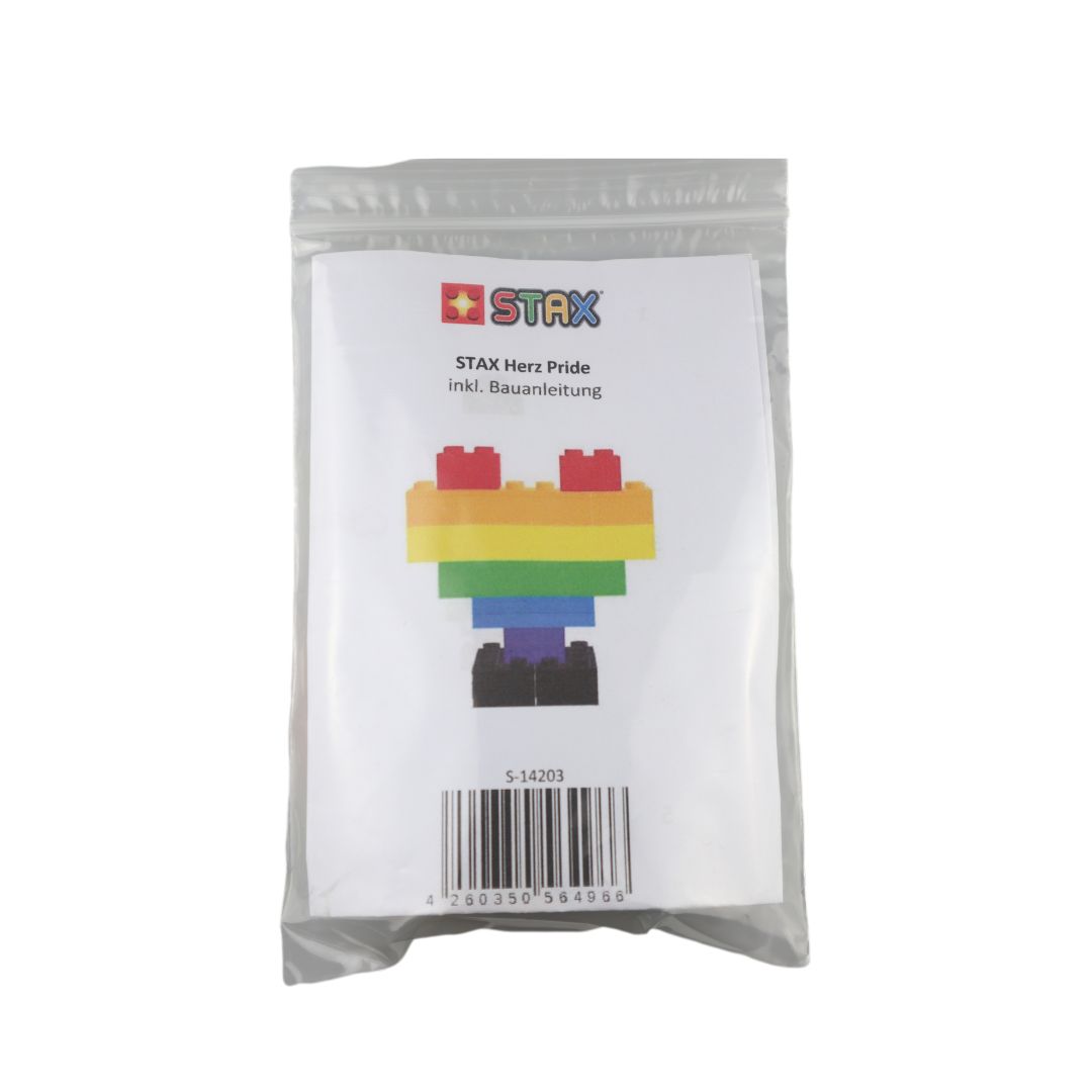 STAX ® Herz - Regenbogen [matt oder transparent] LEGO® kompatibel (mit Akku) - Open Brick Source