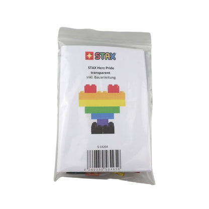 STAX ® Herz - Regenbogen [matt oder transparent] LEGO® kompatibel (mit Akku) - Open Brick Source