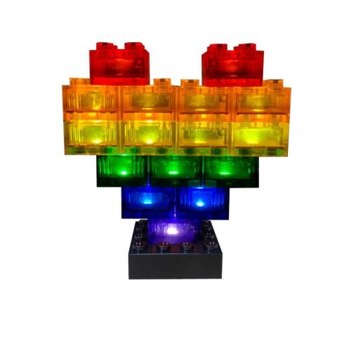 STAX ® Herz - Regenbogen [matt oder transparent] LEGO® kompatibel (mit Akku) - Open Brick Source