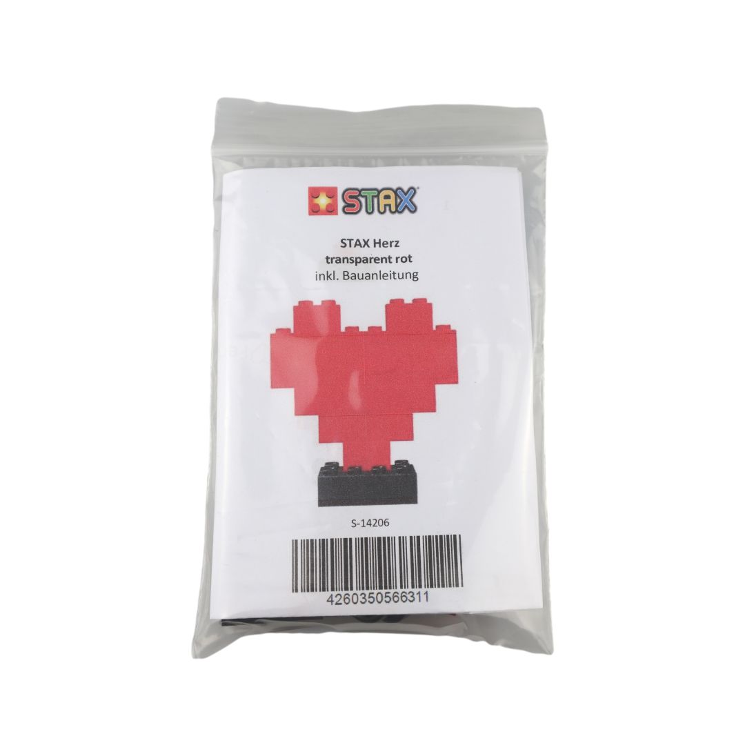 STAX ® Herz - rot transparent LEGO® kompatibel (mit Akku) - Open Brick Source