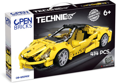 OPEN BRICKS - Sports Car Yellow (Klemmbaustein-Sportwagen Technic-Set)