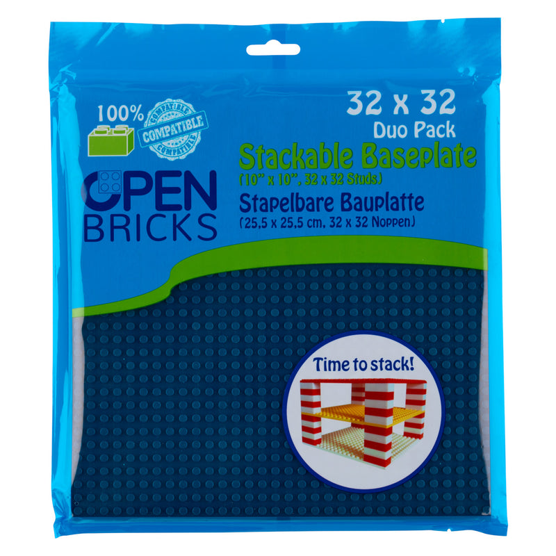 OPEN BRICKS® Bauplatte 32x32 ozean blau/ocean blue, Single / Duo Pack
