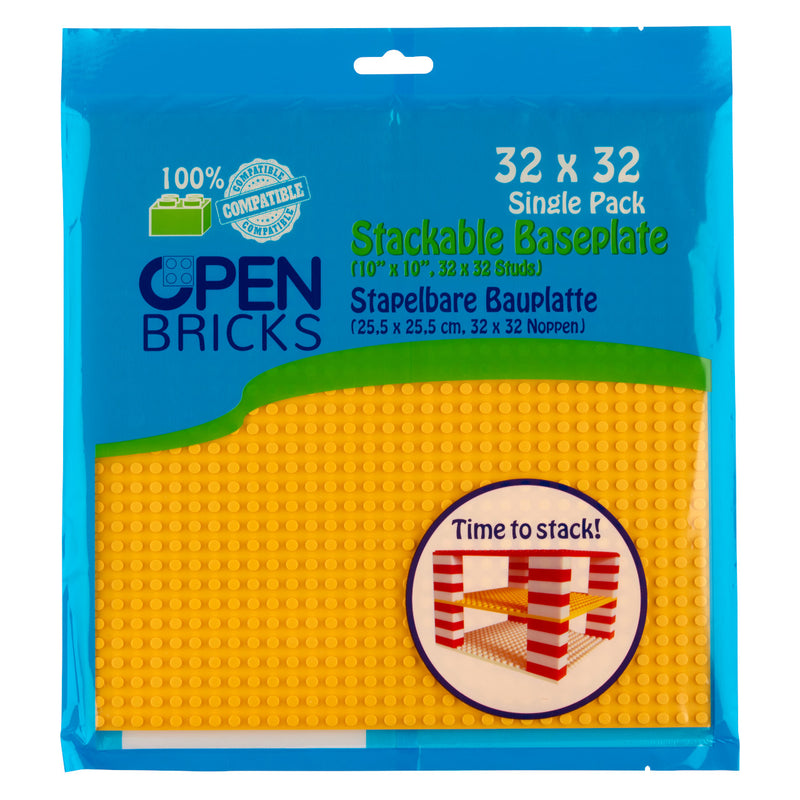 OPEN BRICKS® Bauplatte 32x32 gelb/yellow, Single / Duo Pack