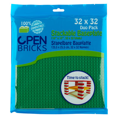 OPEN BRICKS® Bauplatte 32x32 grün/green, Single / Duo Pack