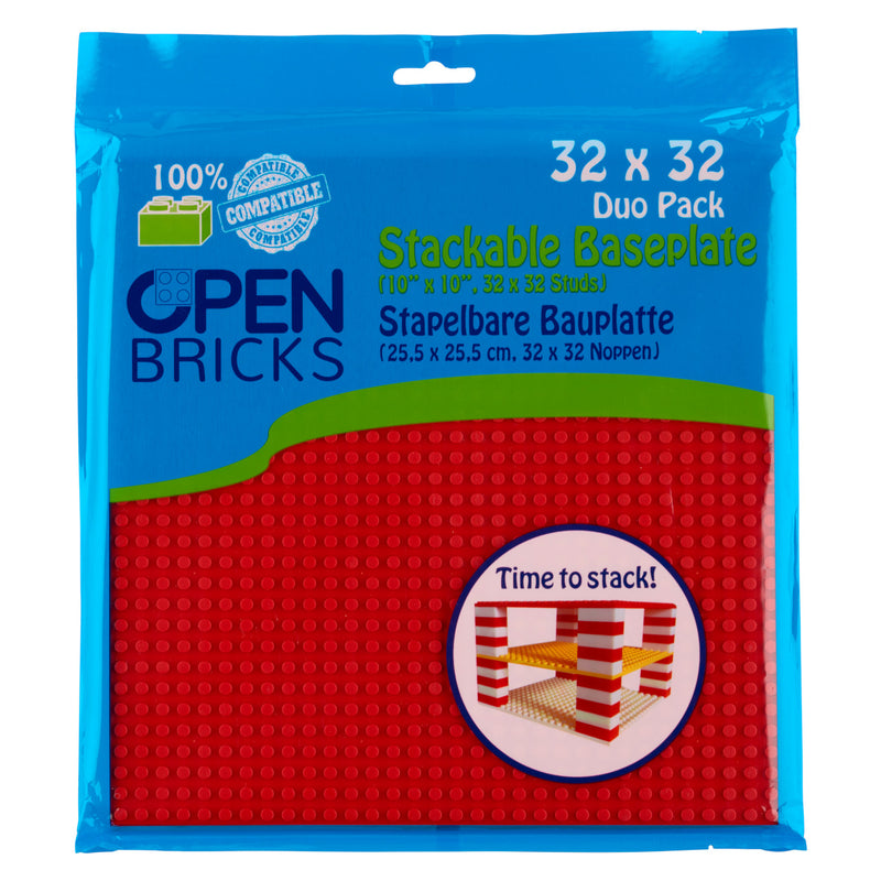 OPEN BRICKS® Bauplatte 32x32 rot/red, Single / Duo Pack