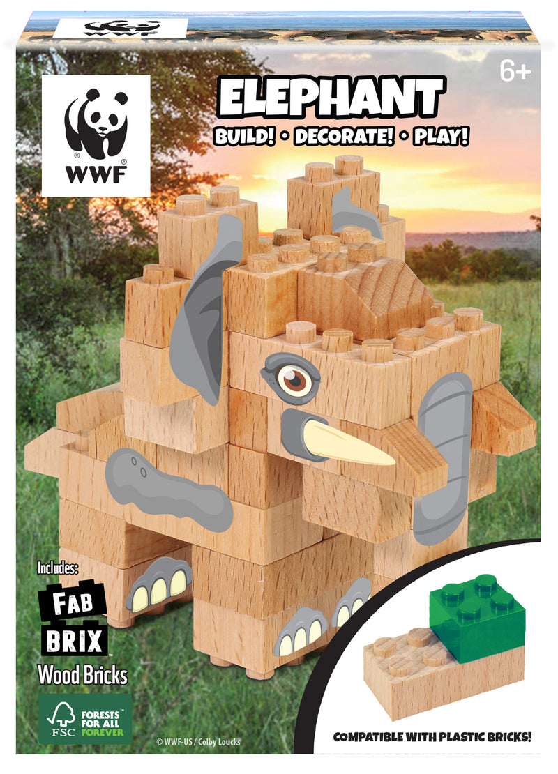 FabBrix - WWF Elefant (kompatibles Holzbaustein-Set)
